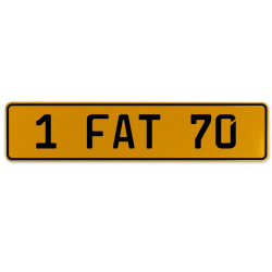 1 FAT 70  - Yellow Aluminum Street Sign Mancave Euro Plate Name Door Sign Wall