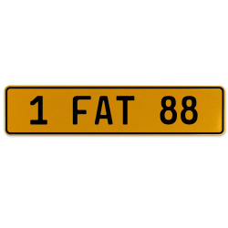 1 FAT 88  - Yellow Aluminum Street Sign Mancave Euro Plate Name Door Sign Wall