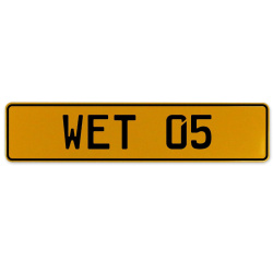 WET 05  - Yellow Aluminum Street Sign Mancave Euro Plate Name Door Sign Wall