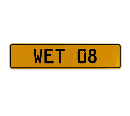 WET 08  - Yellow Aluminum Street Sign Mancave Euro Plate Name Door Sign Wall
