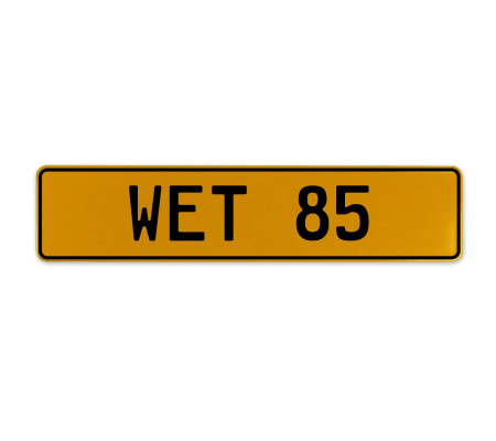 WET 85  - Yellow Aluminum Street Sign Mancave Euro Plate Name Door Sign Wall