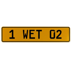 1 WET 02  - Yellow Aluminum Street Sign Mancave Euro Plate Name Door Sign Wall