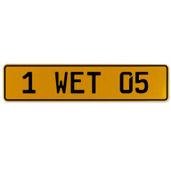 1 WET 05  - Yellow Aluminum Street Sign Mancave Euro Plate Name Door Sign Wall