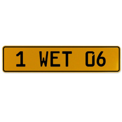 1 WET 06  - Yellow Aluminum Street Sign Mancave Euro Plate Name Door Sign Wall