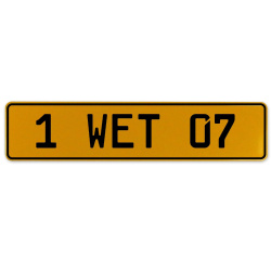 1 WET 07  - Yellow Aluminum Street Sign Mancave Euro Plate Name Door Sign Wall
