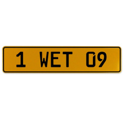 1 WET 09  - Yellow Aluminum Street Sign Mancave Euro Plate Name Door Sign Wall