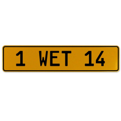 1 WET 14  - Yellow Aluminum Street Sign Mancave Euro Plate Name Door Sign Wall