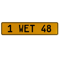 1 WET 48  - Yellow Aluminum Street Sign Mancave Euro Plate Name Door Sign Wall