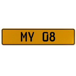 MY 08  - Yellow Aluminum Street Sign Mancave Euro Plate Name Door Sign Wall Art
