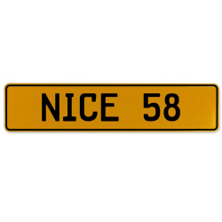 NICE 58  - Yellow Aluminum Street Sign Mancave Euro Plate Name Door Sign Wall