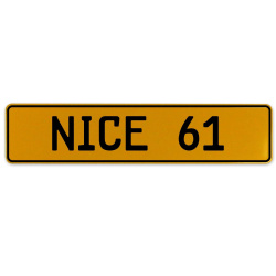 NICE 61  - Yellow Aluminum Street Sign Mancave Euro Plate Name Door Sign Wall