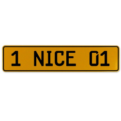 1 NICE 01  - Yellow Aluminum Street Sign Mancave Euro Plate Name Door Sign Wall