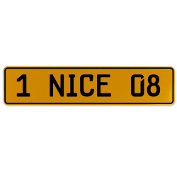 1 NICE 08  - Yellow Aluminum Street Sign Mancave Euro Plate Name Door Sign Wall