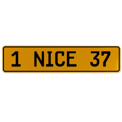 1 NICE 37  - Yellow Aluminum Street Sign Mancave Euro Plate Name Door Sign Wall