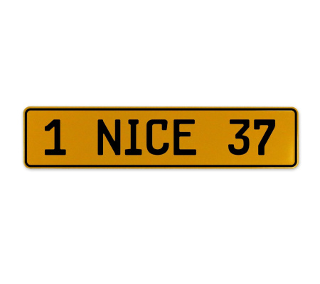 1 NICE 37  - Yellow Aluminum Street Sign Mancave Euro Plate Name Door Sign Wall