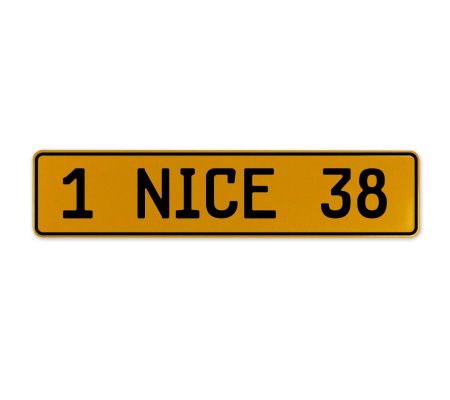 1 NICE 38  - Yellow Aluminum Street Sign Mancave Euro Plate Name Door Sign Wall