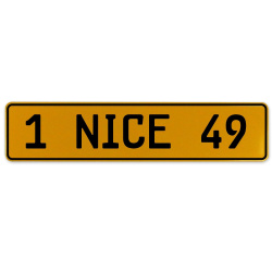 1 NICE 49  - Yellow Aluminum Street Sign Mancave Euro Plate Name Door Sign Wall