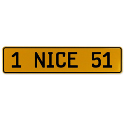 1 NICE 51  - Yellow Aluminum Street Sign Mancave Euro Plate Name Door Sign Wall