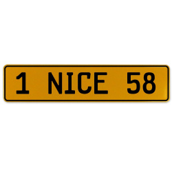 1 NICE 58  - Yellow Aluminum Street Sign Mancave Euro Plate Name Door Sign Wall
