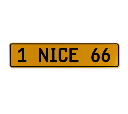 1 NICE 66  - Yellow Aluminum Street Sign Mancave Euro Plate Name Door Sign Wall