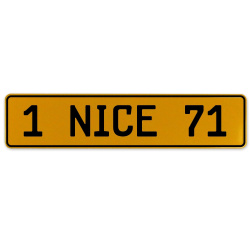 1 NICE 71  - Yellow Aluminum Street Sign Mancave Euro Plate Name Door Sign Wall