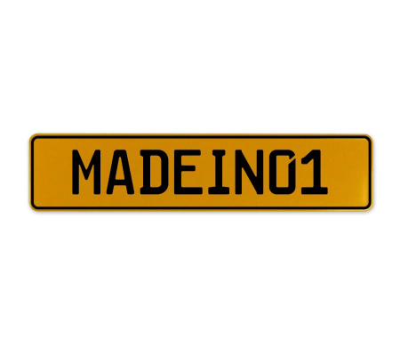 MADEIN01  - Yellow Aluminum Street Sign Mancave Euro Plate Name Door Sign Wall