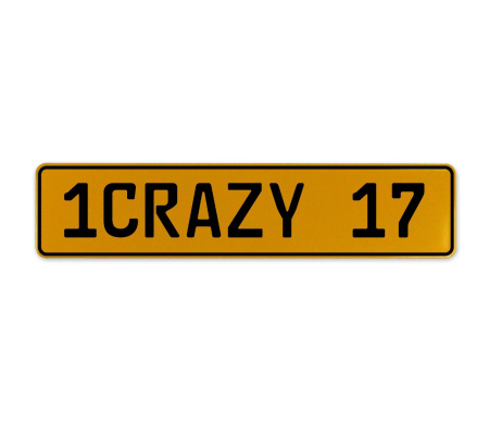 1CRAZY 17  - Yellow Aluminum Street Sign Mancave Euro Plate Name Door Sign Wall