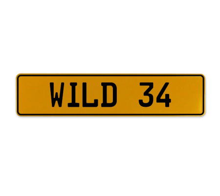 WILD 34  - Yellow Aluminum Street Sign Mancave Euro Plate Name Door Sign Wall
