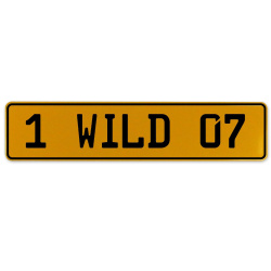 1 WILD 07  - Yellow Aluminum Street Sign Mancave Euro Plate Name Door Sign Wall
