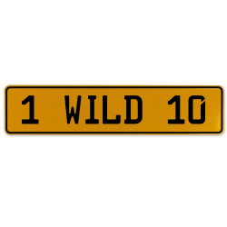 1 WILD 10  - Yellow Aluminum Street Sign Mancave Euro Plate Name Door Sign Wall