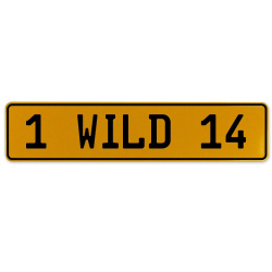 1 WILD 14  - Yellow Aluminum Street Sign Mancave Euro Plate Name Door Sign Wall