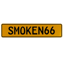 SMOKEN66  - Yellow Aluminum Street Sign Mancave Euro Plate Name Door Sign Wall