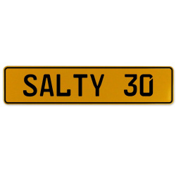 SALTY 30  - Yellow Aluminum Street Sign Mancave Euro Plate Name Door Sign Wall