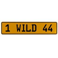 1 WILD 44  - Yellow Aluminum Street Sign Mancave Euro Plate Name Door Sign Wall