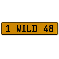 1 WILD 48  - Yellow Aluminum Street Sign Mancave Euro Plate Name Door Sign Wall