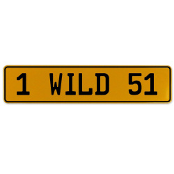 1 WILD 51  - Yellow Aluminum Street Sign Mancave Euro Plate Name Door Sign Wall