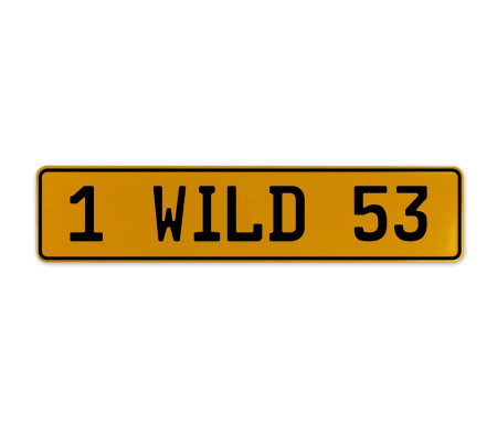 1 WILD 53  - Yellow Aluminum Street Sign Mancave Euro Plate Name Door Sign Wall