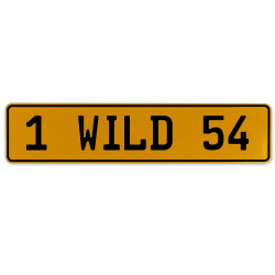 1 WILD 54  - Yellow Aluminum Street Sign Mancave Euro Plate Name Door Sign Wall