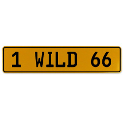1 WILD 66  - Yellow Aluminum Street Sign Mancave Euro Plate Name Door Sign Wall
