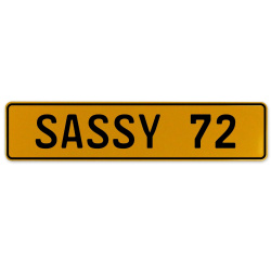 SASSY 72  - Yellow Aluminum Street Sign Mancave Euro Plate Name Door Sign Wall