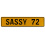 SASSY 72  - Yellow Aluminum Street Sign Mancave Euro Plate Name Door Sign Wall