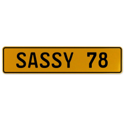 SASSY 78  - Yellow Aluminum Street Sign Mancave Euro Plate Name Door Sign Wall