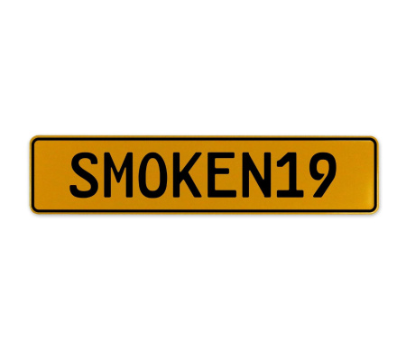 SMOKEN19  - Yellow Aluminum Street Sign Mancave Euro Plate Name Door Sign Wall
