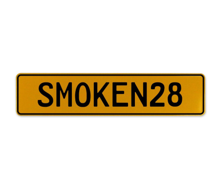SMOKEN28  - Yellow Aluminum Street Sign Mancave Euro Plate Name Door Sign Wall