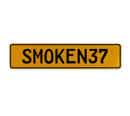 SMOKEN37  - Yellow Aluminum Street Sign Mancave Euro Plate Name Door Sign Wall