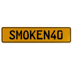 SMOKEN40  - Yellow Aluminum Street Sign Mancave Euro Plate Name Door Sign Wall
