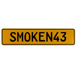 SMOKEN43  - Yellow Aluminum Street Sign Mancave Euro Plate Name Door Sign Wall