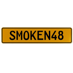 SMOKEN48  - Yellow Aluminum Street Sign Mancave Euro Plate Name Door Sign Wall