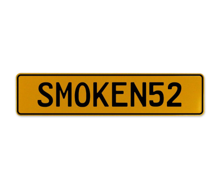 SMOKEN52  - Yellow Aluminum Street Sign Mancave Euro Plate Name Door Sign Wall