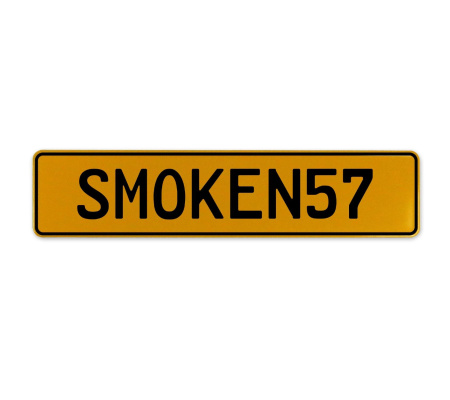 SMOKEN57  - Yellow Aluminum Street Sign Mancave Euro Plate Name Door Sign Wall